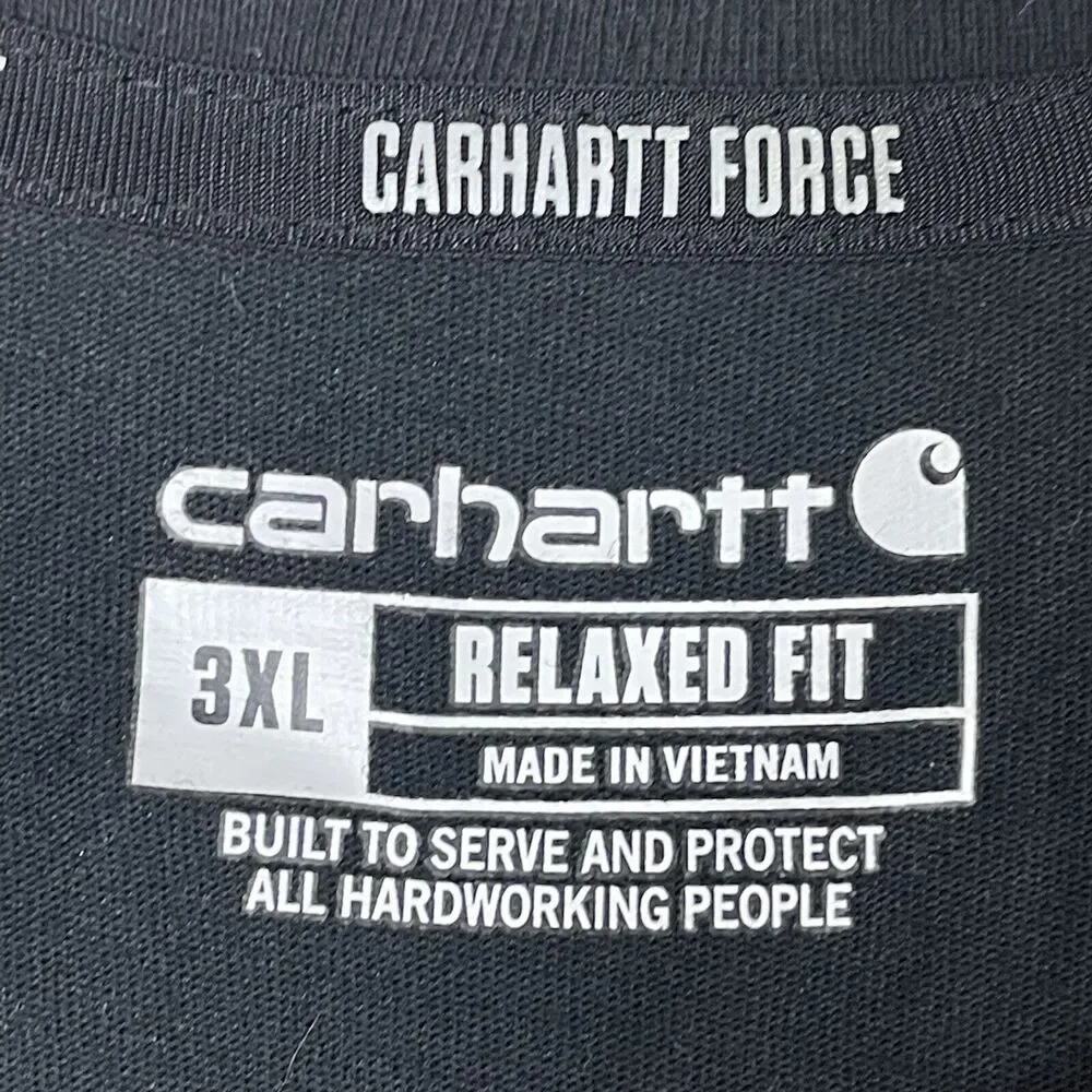 Carhartt T-Shirt Men XXXL Black Long‎ Sleeve Relaxed Fit Crew Neck Adult